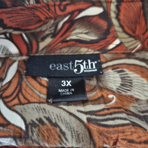 East 5th Boho Ruffled Top, Red, Patterned, Sz 3X - Picture 4 of 4